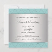 Elegante Aquamarin Blue Silver Boy Dusche Einladung (Rückseite)