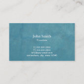 Elegante Aquamarin Blue Translator Business Card Visitenkarte (Rückseite)