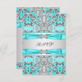 Elegante Aquamarin Blue UAWG RSVP Karte (Vorne/Hinten)