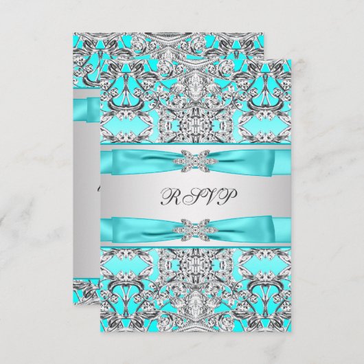 Elegante Aquamarin Blue UAWG RSVP Karte (Vorne/Hinten)