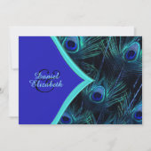 Elegante Aquamarin Blue und Royal Blue Peacock Wed Einladung (Vorderseite)