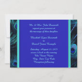 Elegante Aquamarin Blue und Royal Blue Peacock Wed Einladung (Rückseite)