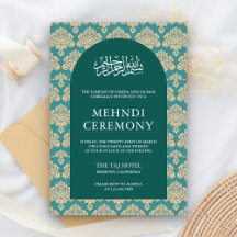 Elegante Aquamarin Damask Arch Islamische Mehndi-Z