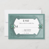 Elegante Aquamarin Damask Jewels RSVP Card (Vorderseite)