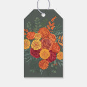 Elegante Aquamarin Fall Floral Monogram Wedding Geschenkanhänger (Rückseite)