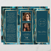 Elegante Aquamarin Gold Agate Broschüre (Vorne/Hinten)