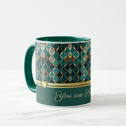 Elegante aquamarin-Gold-Kaffee-Tasse Tasse (Vorderseite Links)