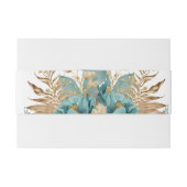 Elegante Aquamarin- & Goldfloralappitation Bauchba Einladungsbanderole (Rückseitenbeispiel)