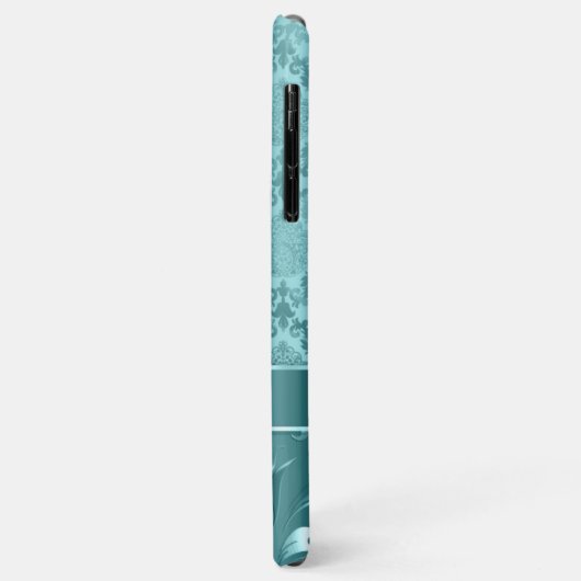 Elegante, Aquamarin-grüne Damasken & Spitzen Case-Mate iPhone Hülle (Hinten/Links)