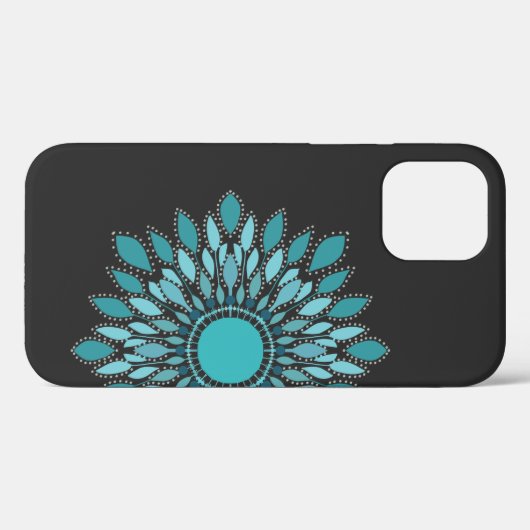 Elegante Aquamarin Lotus Blume Mandala Case-Mate iPhone Hülle (Rückseite (Horizontal))