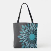 Elegante Aquamarin Lotus Blume Mandala Tasche (Rückseite)