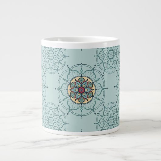 Elegante Aquamarin Mandala Tasse (Vorderseite)