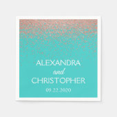 Elegante Aquamarin & Rose Gold Glitzer Confetti We Serviette (Vorderseite)