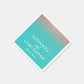 Elegante Aquamarin & Rose Gold Glitzer Confetti We Serviette (Ecke)