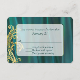 Elegante Aquamarin Satin Wedding Response Card RSVP Karte