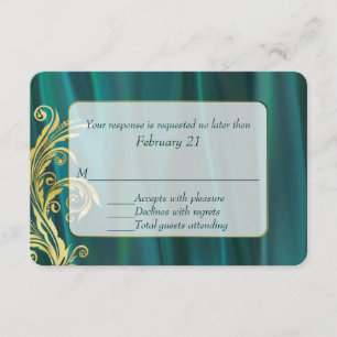 Elegante Aquamarin Satin Wedding Response Card RSVP Karte
