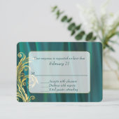 Elegante Aquamarin Satin Wedding Response Card RSVP Karte (Stehend Vorderseite)