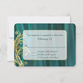 Elegante Aquamarin Satin Wedding Response Card RSVP Karte