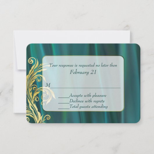 Elegante Aquamarin Satin Wedding Response Card RSVP Karte (Vorderseite)