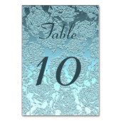 Elegante Aquamarin türkisfarbene Hochzeitsempfehlu Tischnummer (Rückseite)
