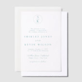 Elegante Aquamarin türkisfarbene Monogramm Hochzei Pergament Einladungen (Versetzt)