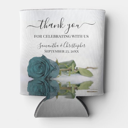 Elegante Aquamarin türkisfarbene Rose Hochzeit Vie Dosenkühler (Vorderseite)