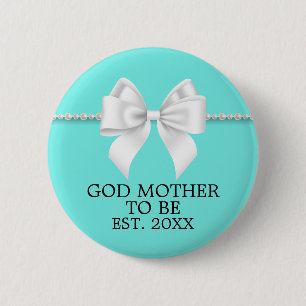 Elegante Aquamarine Aqua Tiffany God Mother Babydu Button