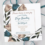 Elegante Aquamarine, beige Rose Bat Mitzvah Einlad Einladung<br><div class="desc">Diese botanische aquamarin & beige Rose Bat Mitzvah lädt Ihre Gäste mit abgestimmten Umschlägen,  Rückadressen-Etiketten und Party-Extras ein. Diese eleganten Rose batmitzvah Einladungen sind leicht zu personalisieren,  und andere Größen Wahl zur Verfügung stehen. Die aquamarine,  bordeauxrote Rose Bat Mitzvah Einladungskollektion ist vielseitig für Geburtstage und Hochzeiten.</div>