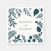 Elegante Aquamarine Blaue Botanische Hochzeit Serviette (Vorderseite)