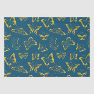 Elegante Aquamarine blaue Goldbarren Schmetterling Seidenpapier