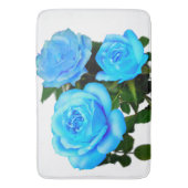 Elegante aquamarine blaue Rose Blütenblumen Badematte (Vorderseite Vertikal)