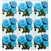 Elegante aquamarine blaue Rose Blütenblumen Duschvorhang (Vorderseite)