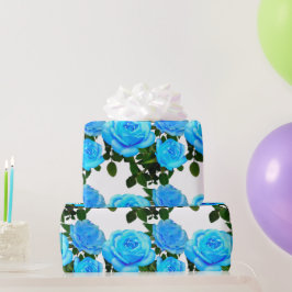 Elegante aquamarine blaue Rose Blütenblumen Geschenkpapier