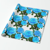 Elegante aquamarine blaue Rose Blütenblumen Geschenkpapier (Ungerollt)