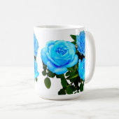 Elegante aquamarine blaue Rose Blütenblumen Kaffeetasse (VorderseiteRechts)