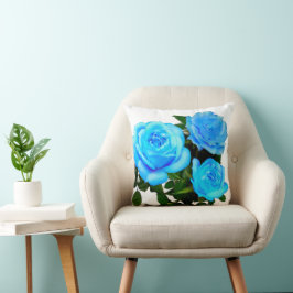 Elegante aquamarine blaue Rose Blütenblumen Kissen