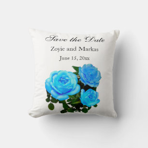 Elegante aquamarine blaue Rose Blütenblumen Kissen