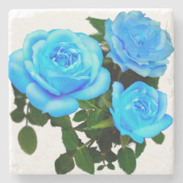 Elegante aquamarine blaue Rose Blütenblumen Steinuntersetzer