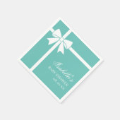 Elegante Aquamarine Blu-Weiß-Ribbon Bow Babydusche Serviette (Ecke)