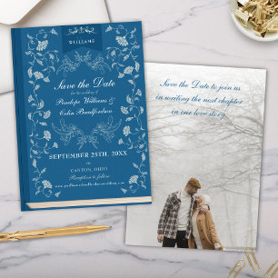 Elegante Aquamarine Blue Book Cover Wedding Save t Einladung