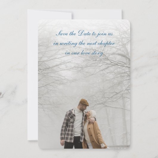 Elegante Aquamarine Blue Book Cover Wedding Save t Einladung (Rückseite)