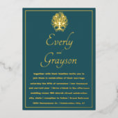 Elegante Aquamarine Blue Forest Grove Gold Hochzei Folieneinladung (Vorderseite)