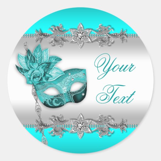 Elegante Aquamarine Blue Masquerade Party Stickers (Vorderseite)