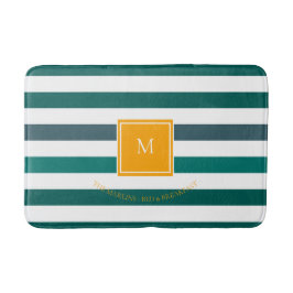 Elegante Aquamarine Blues White Striped Monogram B Badematte