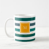Elegante Aquamarine Blues White Striped Monogram B Kaffeetasse (Links)