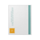 Elegante Aquamarine Blues White Striped Monogram B Notizblock (Rotiert)