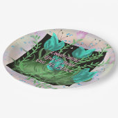 Elegante Aquamarine Blume Hochzeiten Teller (Schrägansicht)