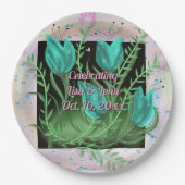 Elegante Aquamarine Blume Hochzeiten Teller (Vorderseite)