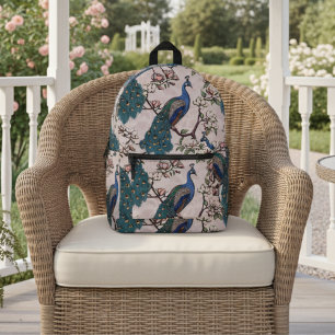 Elegante, Aquamarine Blume Peacocks & Magnolia Ros Bedruckter Rucksack