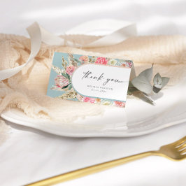 Elegante Aquamarine Bohemische Blumenkarte Danke K Karte